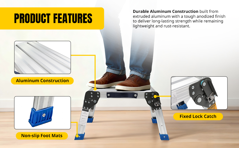 aluminum step stool folding step stool non-slip steel stool compact step stool portable step stool