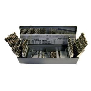 Cle-Line C21129 135 Degree Heavy-Duty Cobalt Jobber Length Drill Set in Metal Case, 115 Pieces
