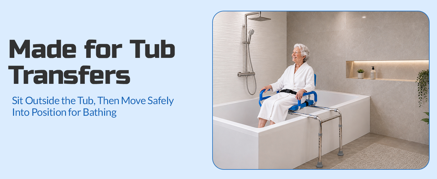 Platinum Health Carousel Sliding Shower Chair Tub Transfer Bench with Swivel Seat, Premium Padded