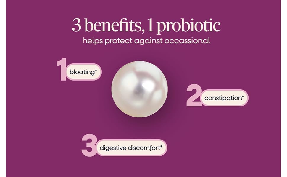 Pearl probiotic softgel surrounded by text