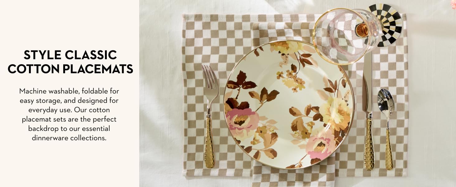 Soft, Cotton, Placemats, dress a table, clean and store easily.