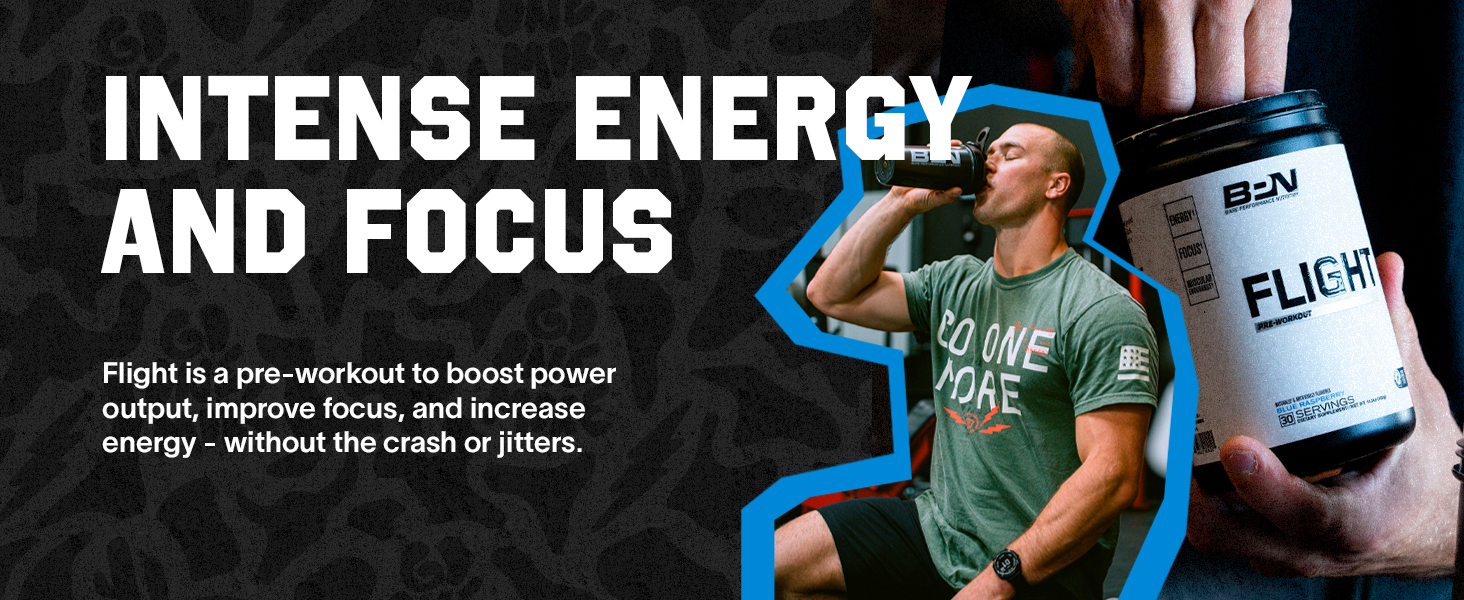 bpn flight pre workout supplement powder drink mix for intense energy focus power output no crash