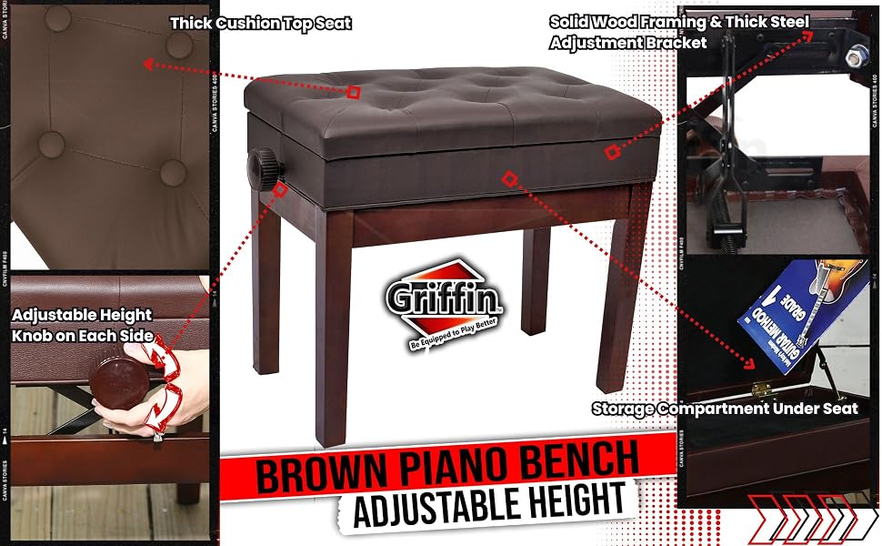 adjustable piano bench