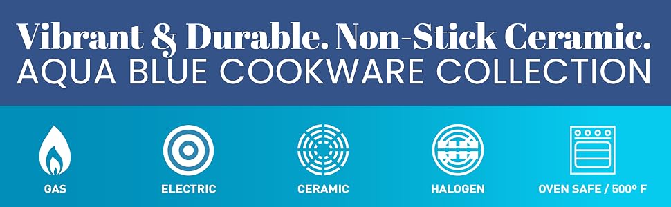 Gotham Steel Ocean Blue Cookware &amp;amp; Bakeware Collection