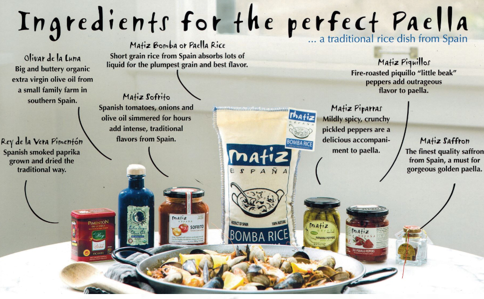 Matiz espana paella kit with piparra pepper spicy crunchy basque guindilla spainish peppers, long