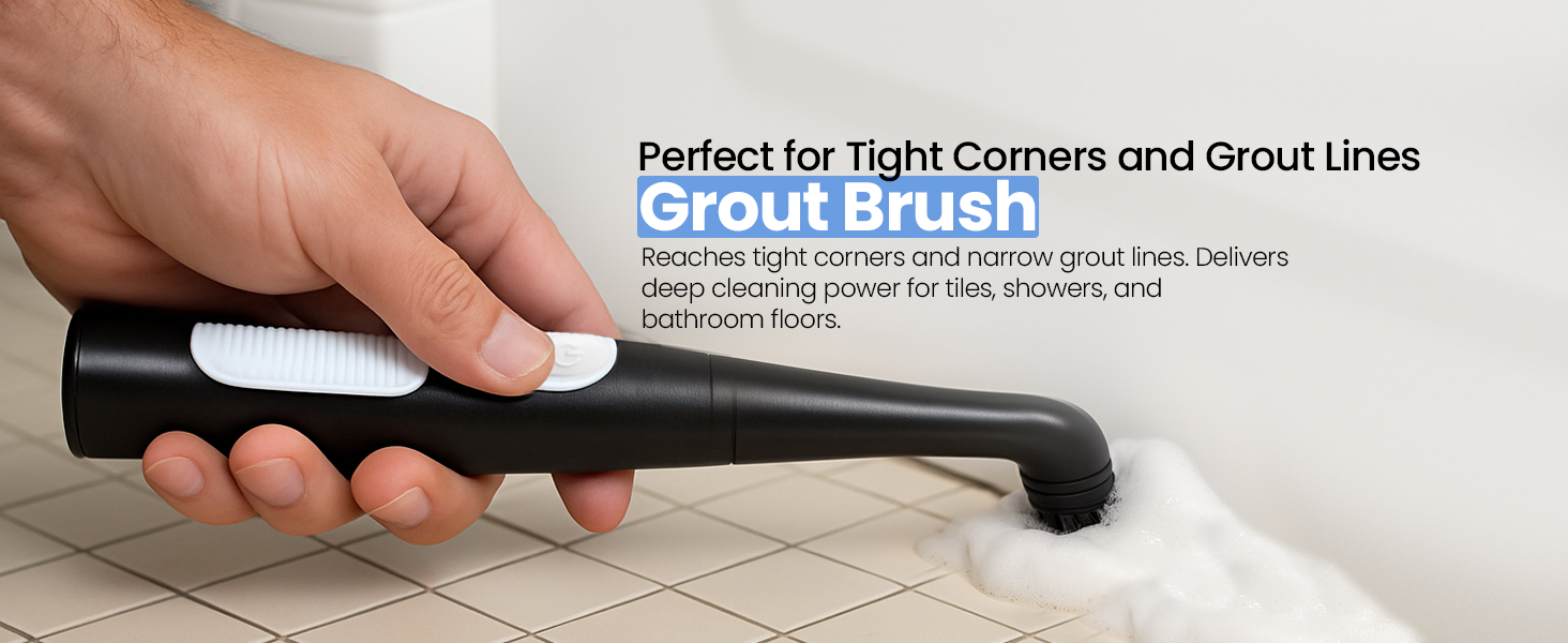 Narrow grout brush for corners and edges