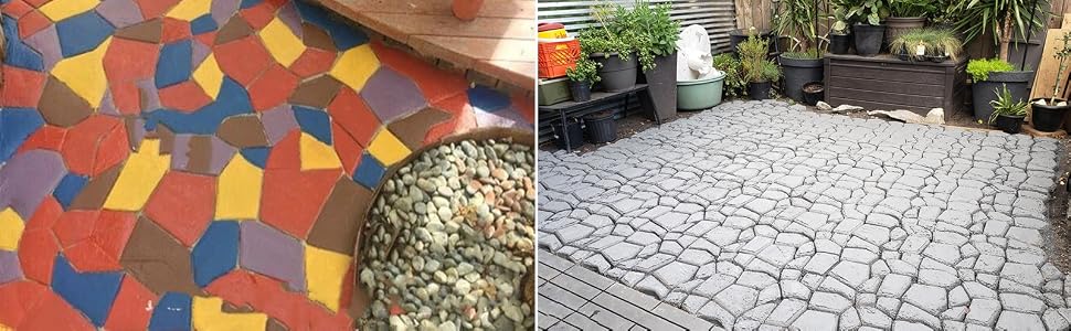 pathway backyard with concrete molds