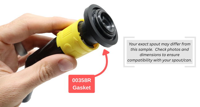 Sample EasyFlo Spout with 00358R Gas Can Spout Seal installed
