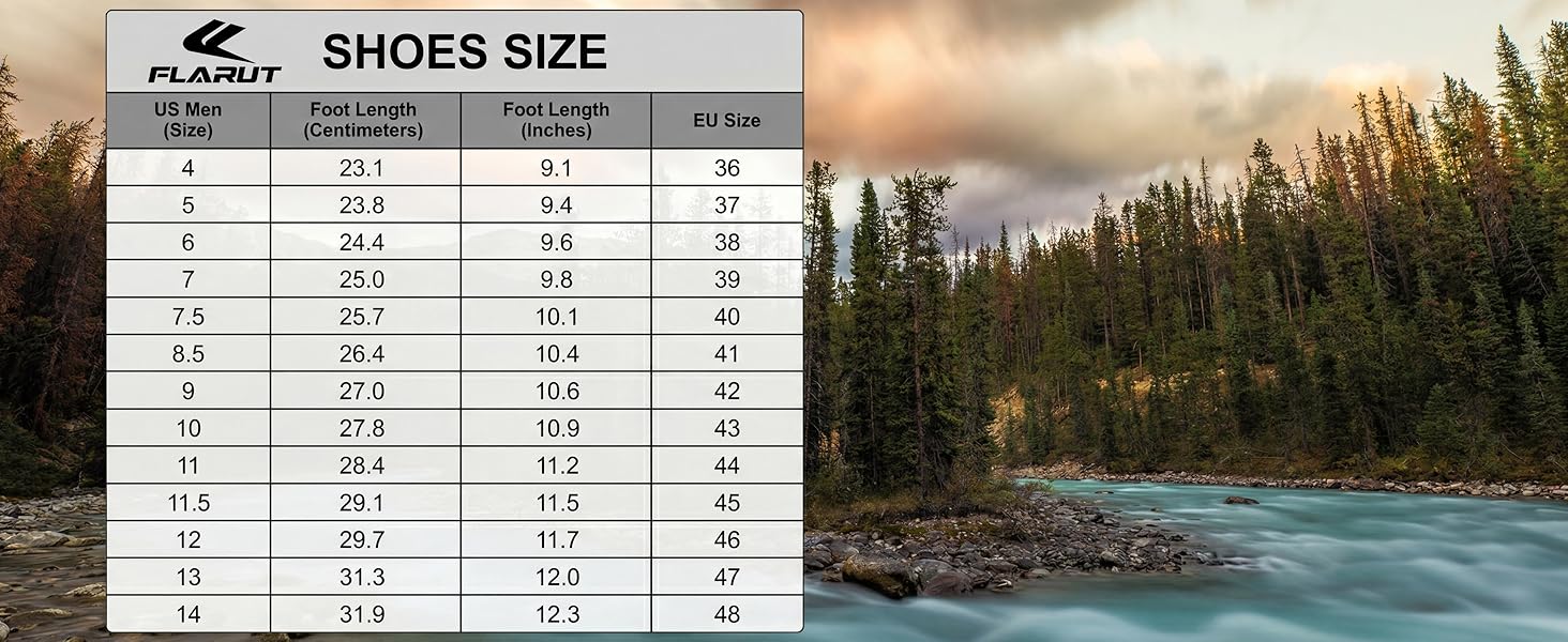 FLARUT mens sandals size chart