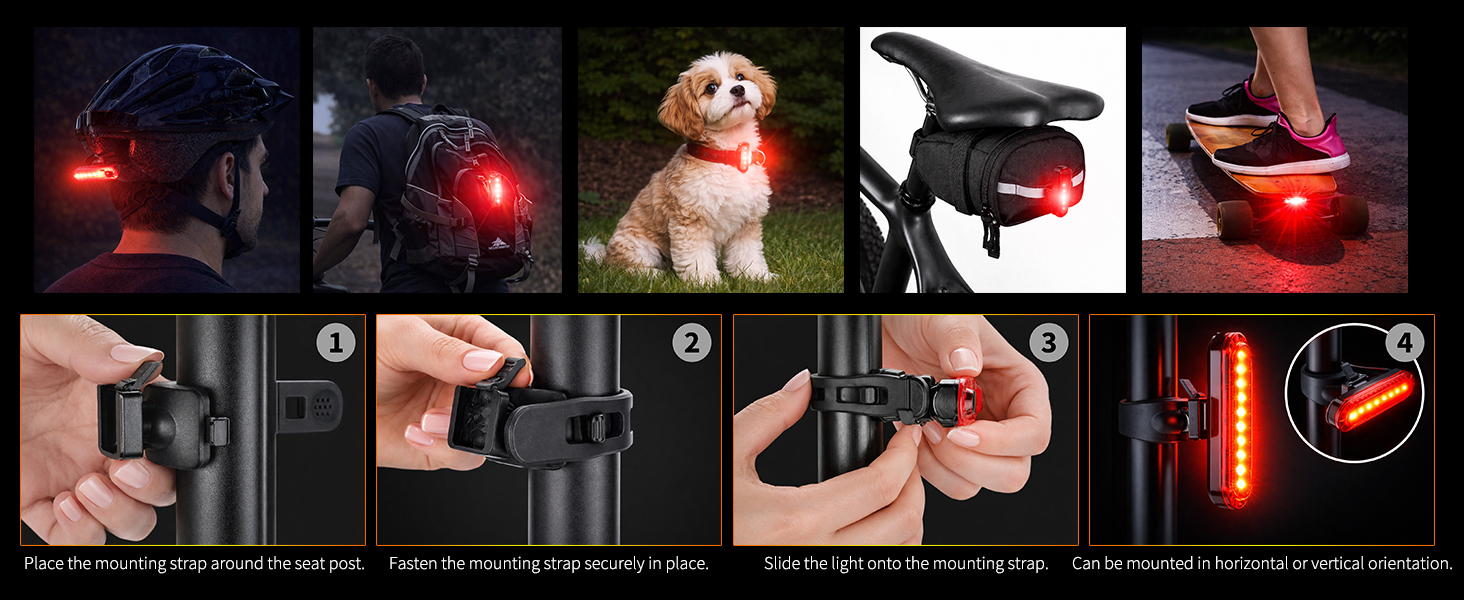 red bike light bicycle rear tail rechargeable safety back led luces bicicleta taillights cycling