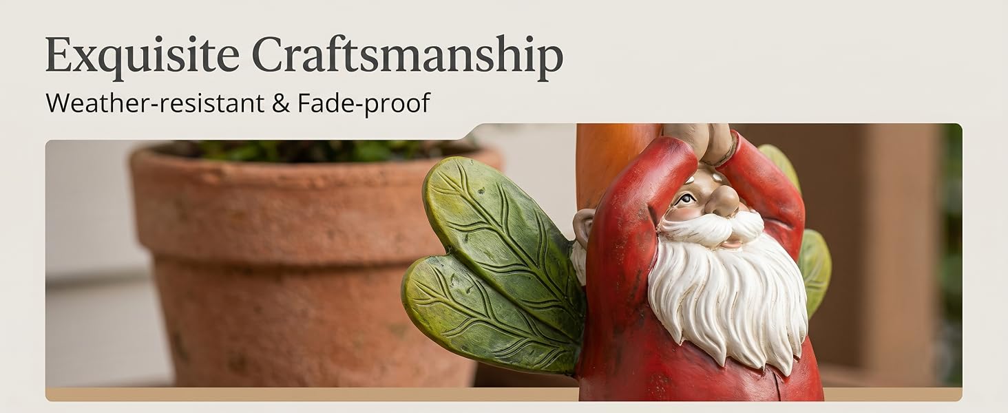 Garden Gnome Standing on Mushroom, Outdoor Decor for Yard &amp;amp; Patio