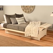 Futon, Sofa, Couch, Frame, Sleeper, Hide a Bed, Frame, Wood, Solid, Storage, Drawers, Mattress, Bed