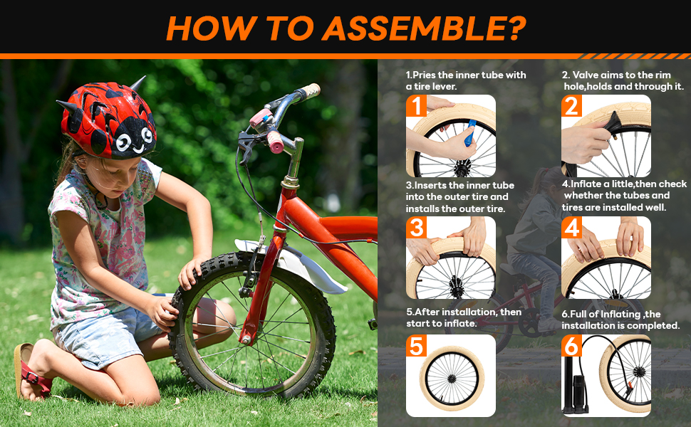 Assembly instructions for installing a protective shield on a bicycle wheel, showing step-by-step diagrams with red frames and mounting points.