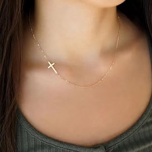 sideways cross necklace for women for girls