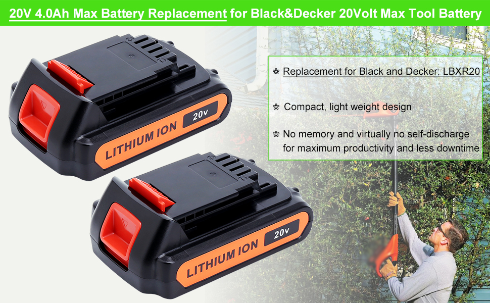 replacement for black and decker 20 volt max tool battery