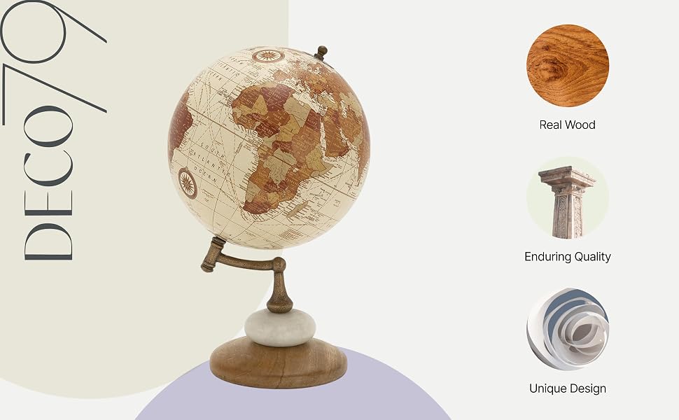 Contemporary Cream Mango Wood Globe