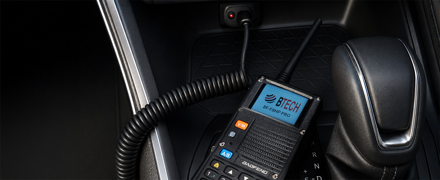 BF-F8HP PRO powered from a vehicle battery eliminator for longer mobile operating sessions.