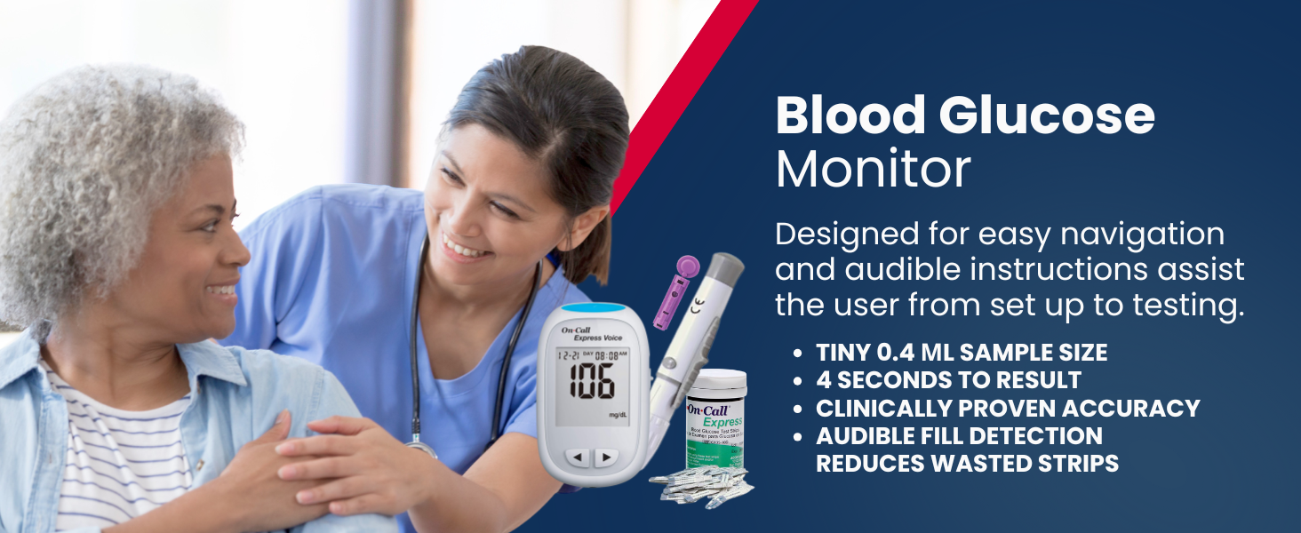 blood glucose monitor with audible instructions small sample size and fast 4 second results