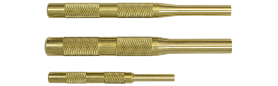 Mayhew Tools 67004 3-Piece Knurled Brass Pin Punch Set SAE