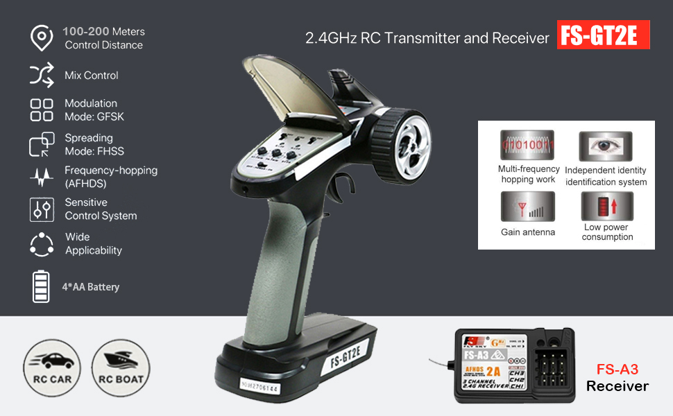 Flysky FS-GT2E 2CH Transmitter with FS-A3 Receiver