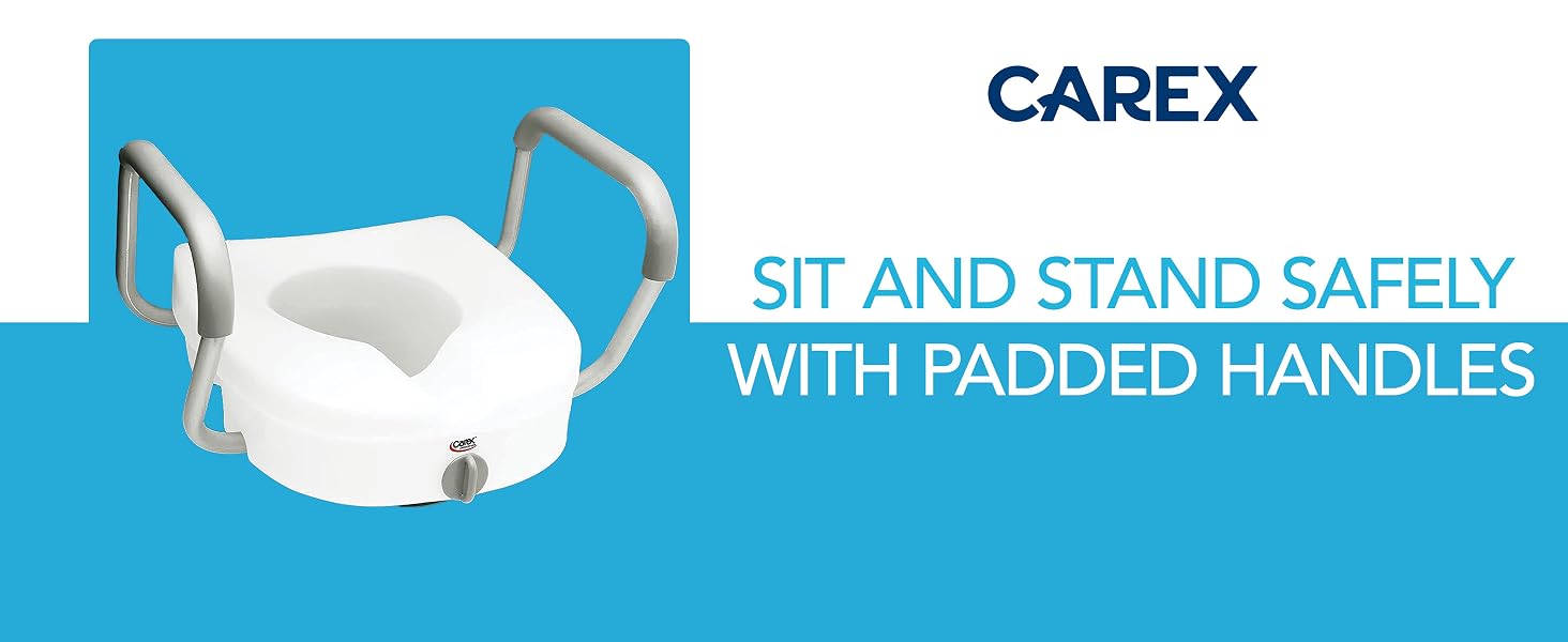 Raised Toilet Seat with Lock and Handles for Safety and Security