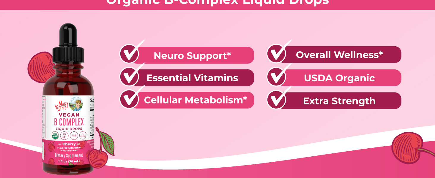 B Complex Drops, Cherry, Organic, 1 oz