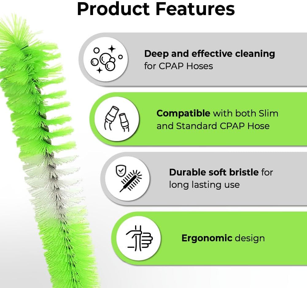Purdoux CPAP Cleaning Bundle – 6ft Hose Brush + 3-Pack Citrus CPAP Mask & Hose Soap – Compatible with CPAP Machines