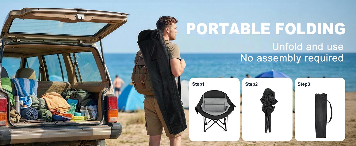 portable folding, unfold and us, no assembly required