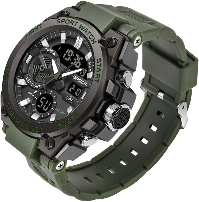 KXAITO Men's Watches Sports Outdoor Waterproof Military Watch Date Multi Function Tactics LED Alarm Stopwatch