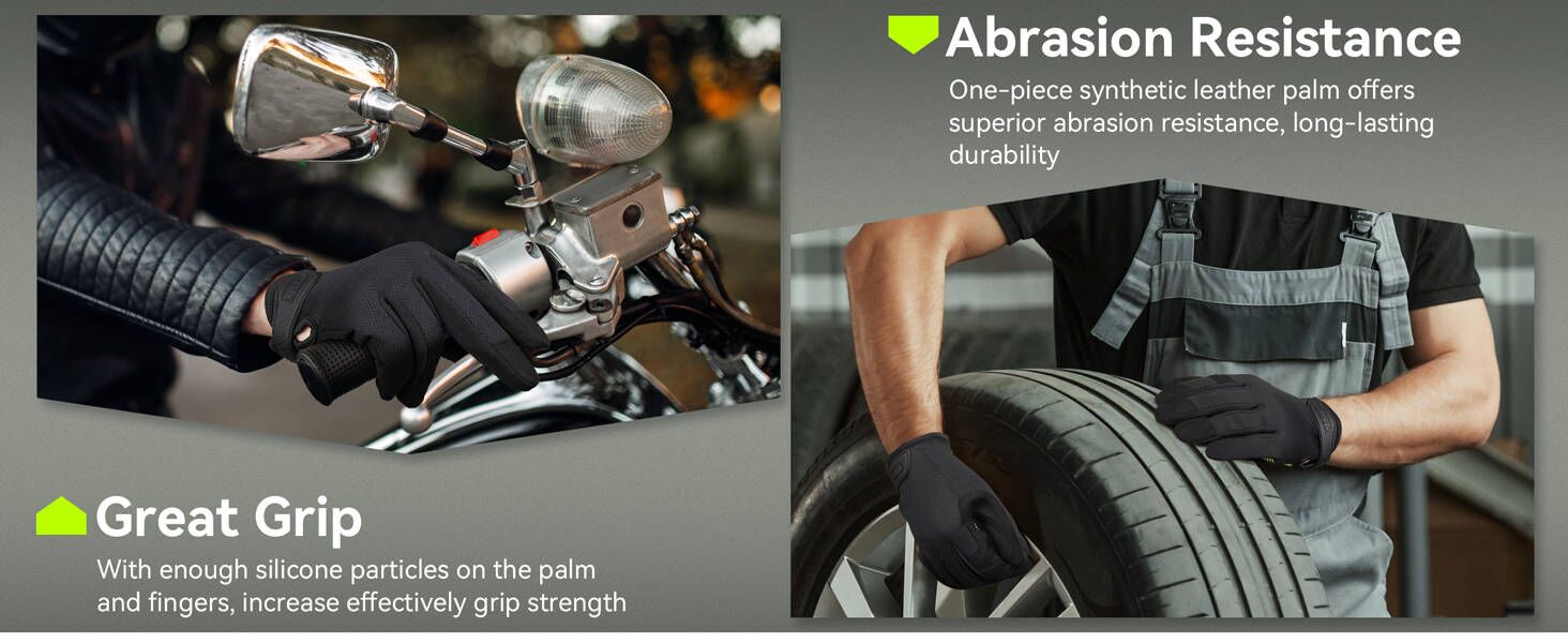 mens work gloves with grip mechanic gloves motorcycle gloves - Flexible, Excellent Grip, Heavy Duty