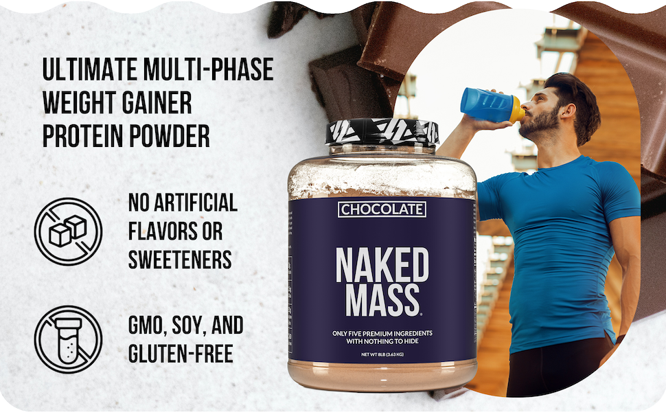 chocolate naked mass, chocolate protein weight gainer shakes, chocolate protein gainer shakes