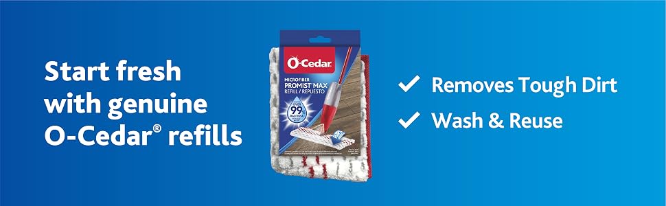 O-Cedar ProMist MAX Reusable Machine Washable Refills Mop Head Replacements Vileda Swiffer Bona