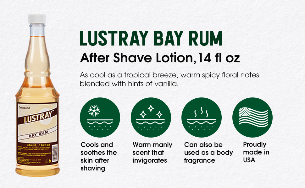 Lustray Bay Rum After Shave Lotion, 14 fl oz