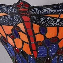 Bieye L10710 Dragonfly Tiffany Style Stained Glass Torchiere Floor Lamp Orange Blue