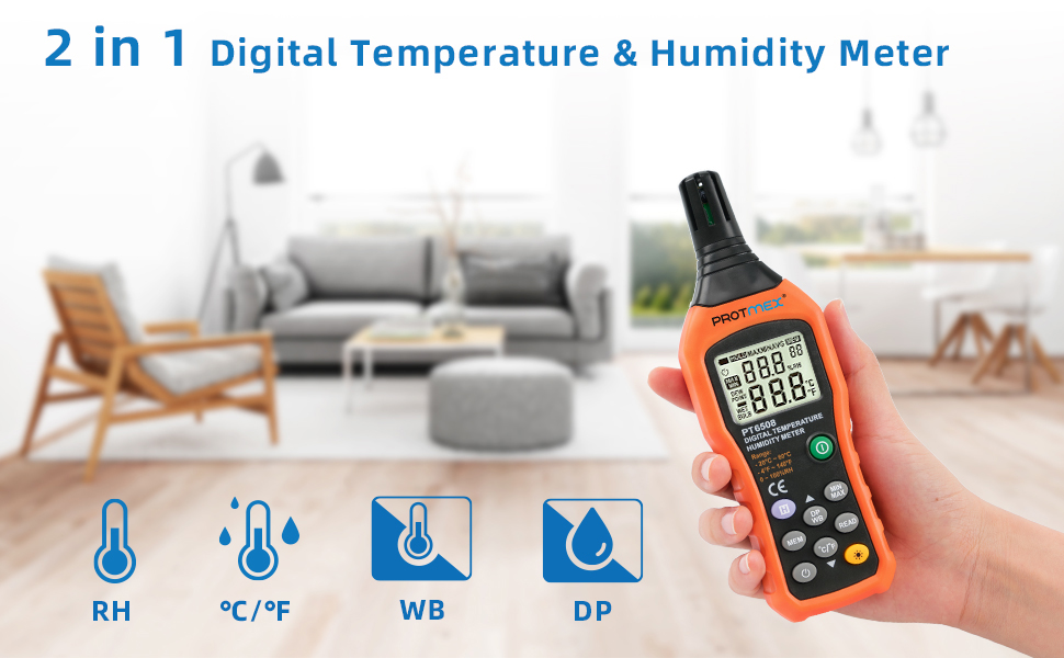 Digital Psychrometer Thermometer Hygrometer Humidity Monitor with Temperature Gauge