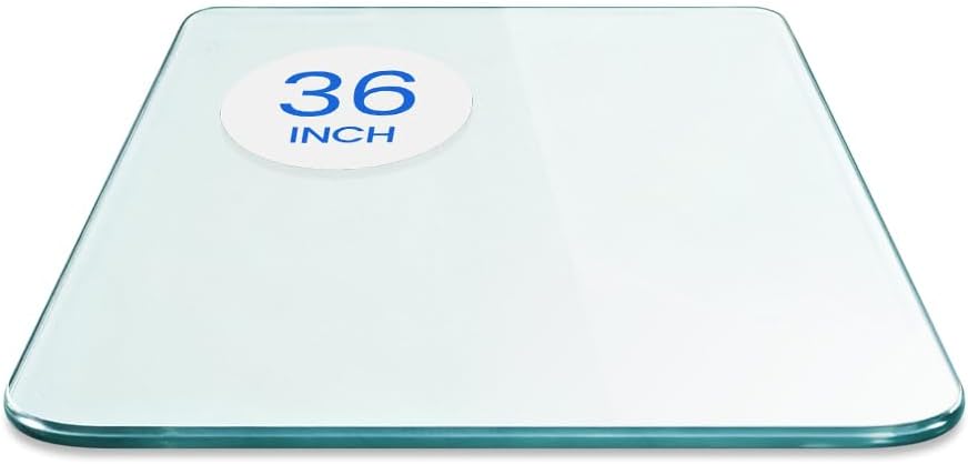 16 inch Square Glass Table Top - Tempered - 1/2" Thick Glass Surface, Safe Beveled Edge, Eased Corners, Multipurpose for Dining Table, Patio, Coffee and End Table