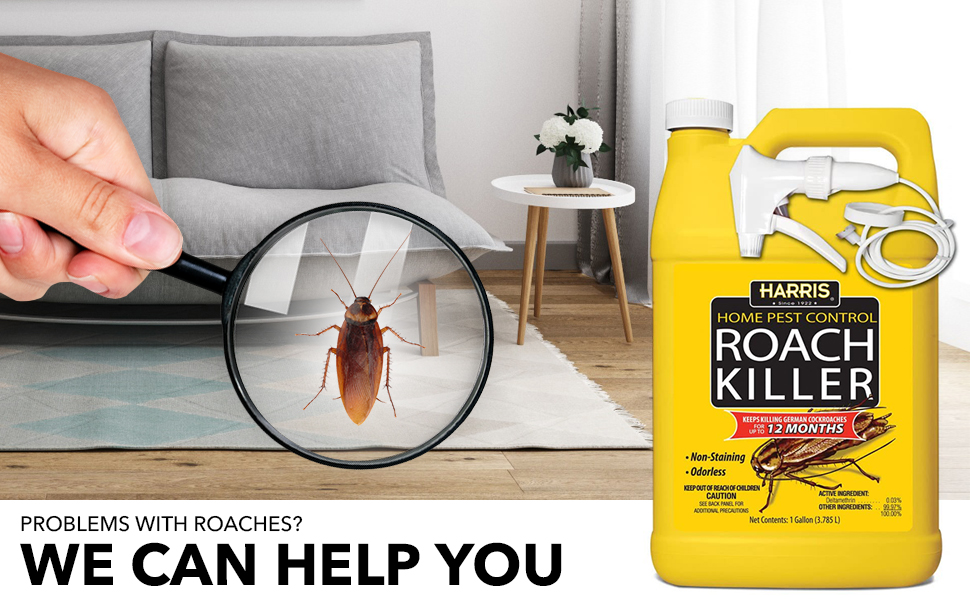 HARRIS Roach Killer Liquid Spray Odorless Non Staining Month Extended Residual Kill Formula Gallon