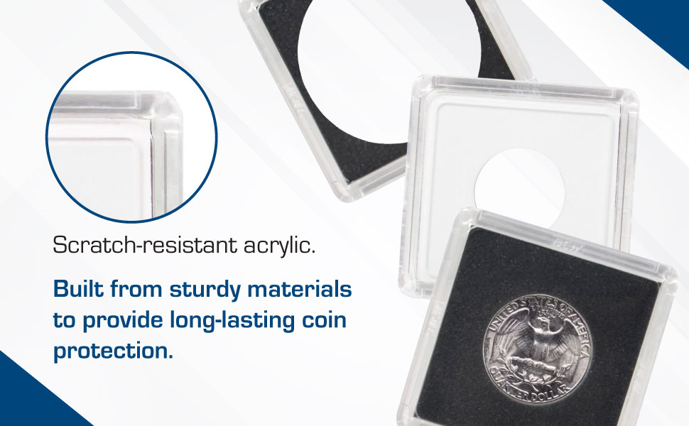 Scratch-resistant acrylic ensures long-lasting coin protection.