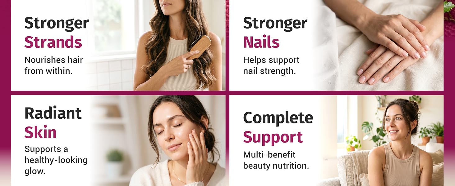 Beauty support grid for stronger hair, nails, radiant skin, and complete nutrition