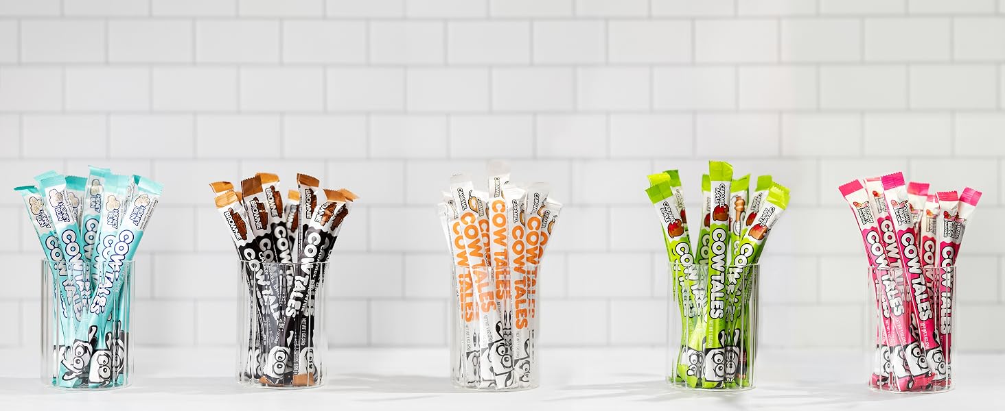 goetze's cow tales caramel sticks old fashioned caramel candies strawberry cream flavored sweets