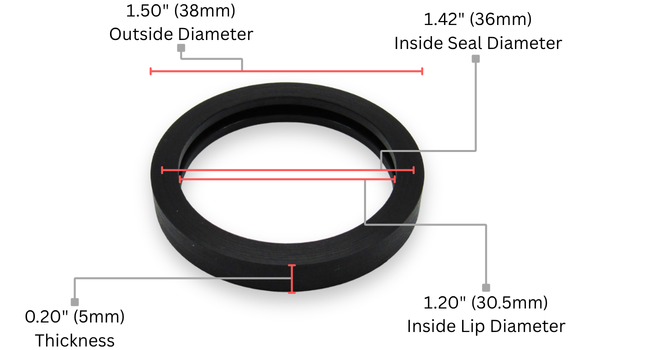Dimensions of the 00358R Gas Can Spout Seal