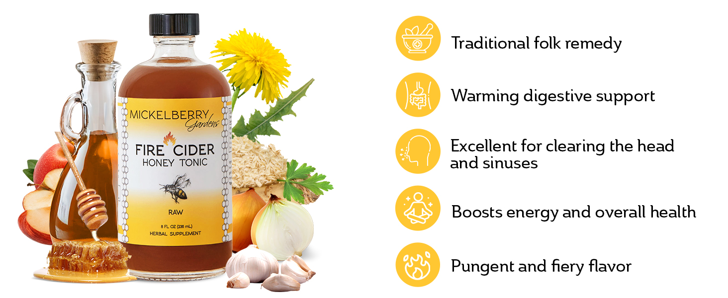 Mickelberry Gardens Fire Cider Tonic apple cider vinegar natural oxymel digestive and immune support