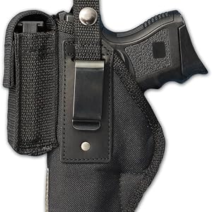 Barsony New Gun OWB Belt Holster w/Magazine Pouch for Compact 9mm 40 45 Pistols