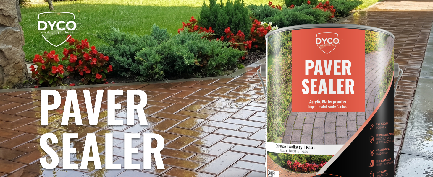Paver sealer for brick patios, walkways and driveways with a clear wet-look finish
