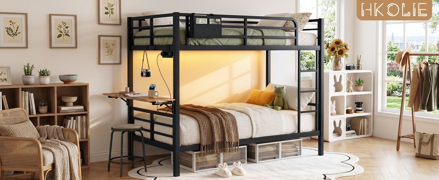 Bunk Bed with Reversible Foldable Desk