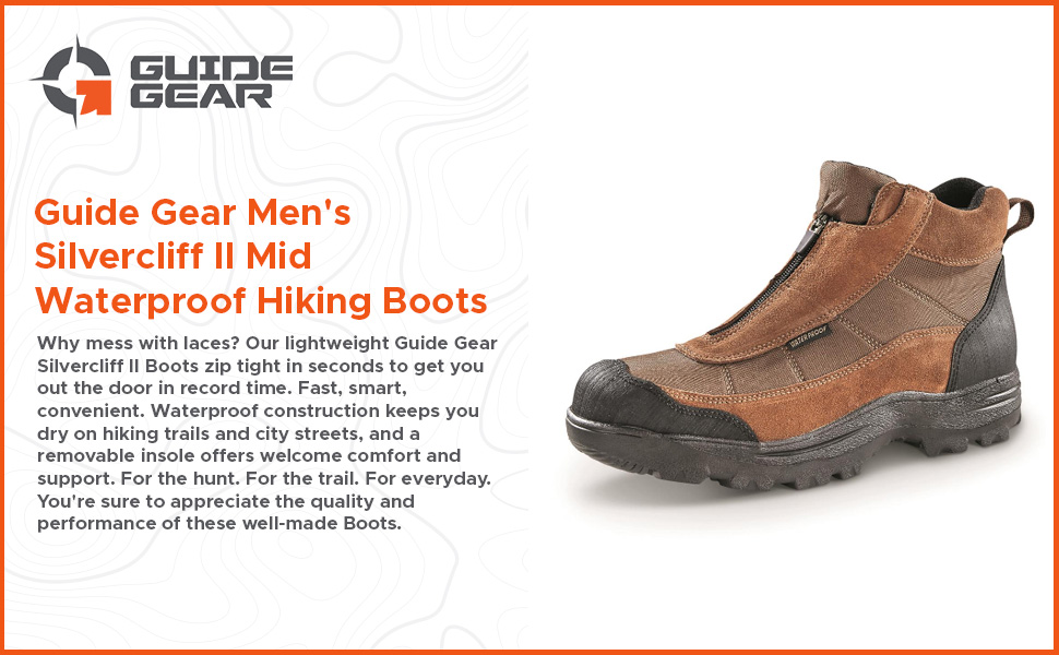 Sportsman Guide Gear Men's Silvercliff II Mid Zip Hiking Boots Waterproof Outdoor Shoes