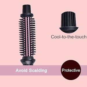 anti scalding tangle-free curling iron brush and volumizer