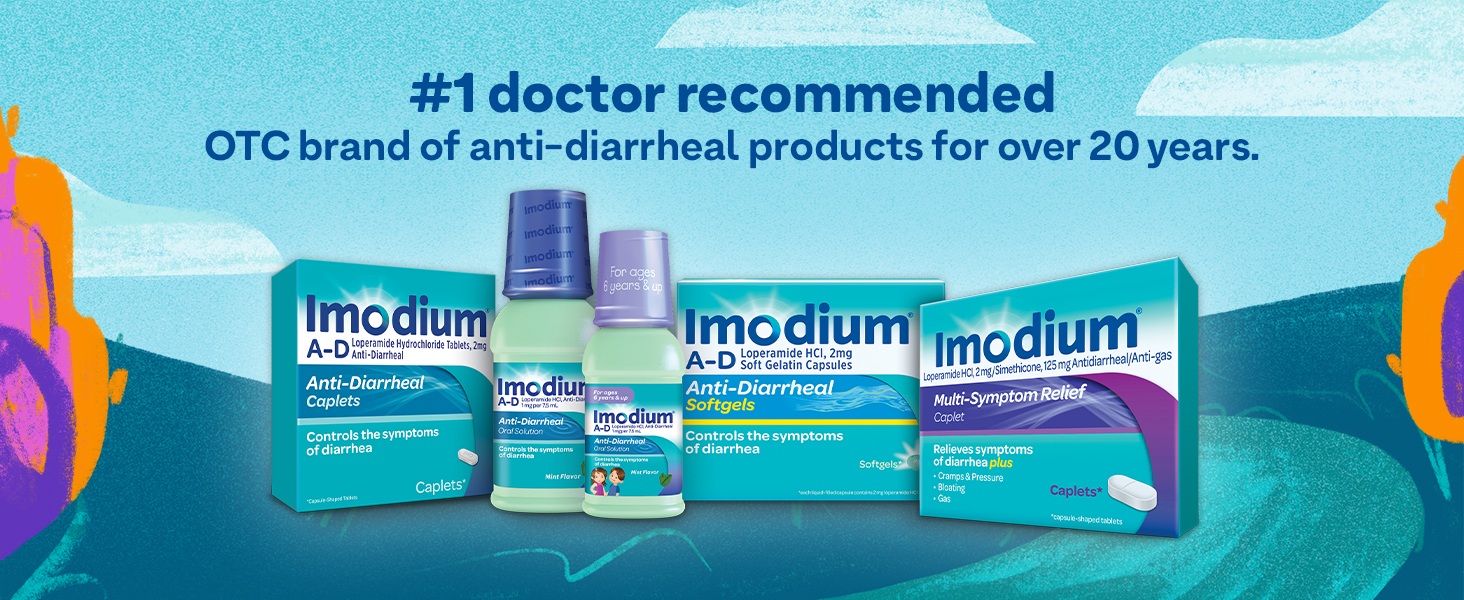 Imodium is the #1 doctor recommended OTC brand of anti-diarrheal products for over 20 years