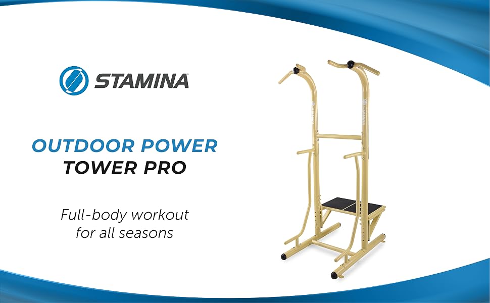 Outdoor fitness tower, dip tower, power tower, pull up bar