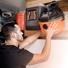 RIDGID VAC, SHOP VAC, SHOP VACUUM, WET DRY VAC, GARAGE VACUUM, CAR CLEANING, EASY STORAGE, VAC4000